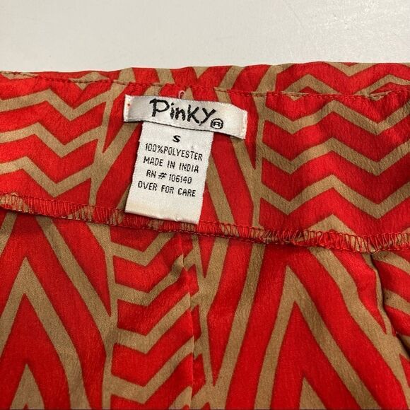 PINKY Women’s Orange & Tan Geometric Sleeveless Pull -On Dress Size Small‎ - Picture 5 of 8